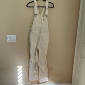Everlane The Cotton Canvas Overall Cream Beige Straight Leg Bib Pocket Front
